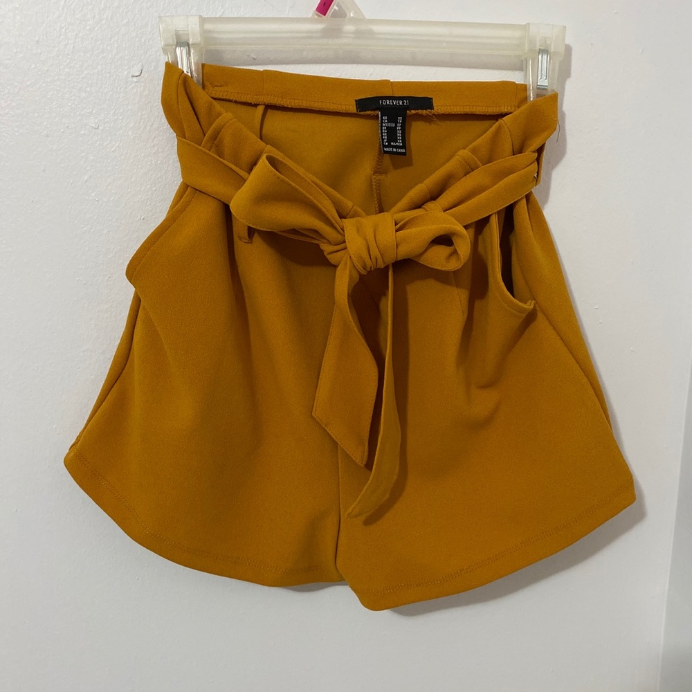 Mustard yellow tie up shorts